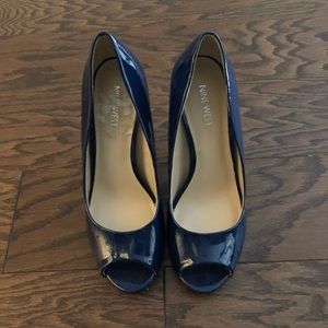 Nine West Royal Blue Peep Toe Heels